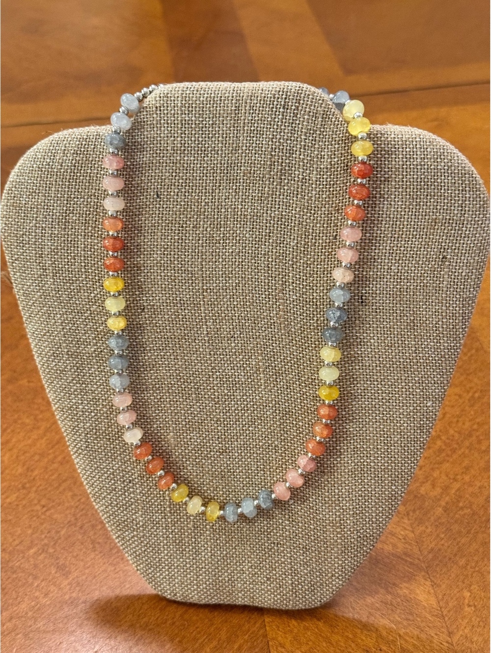 Candy Necklace Beaded Multi-Color Necklace with Silver tone Accents 18.5" 235